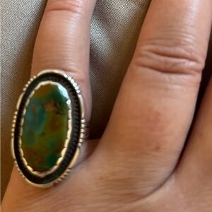 Vintage 70s turquoise sterling silver boho ring size 7